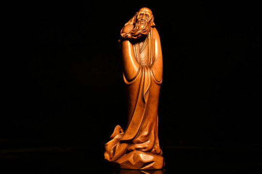 Dharma Statue Hand-Carved Boxwood Ornaments Christmas Gifts.nn
