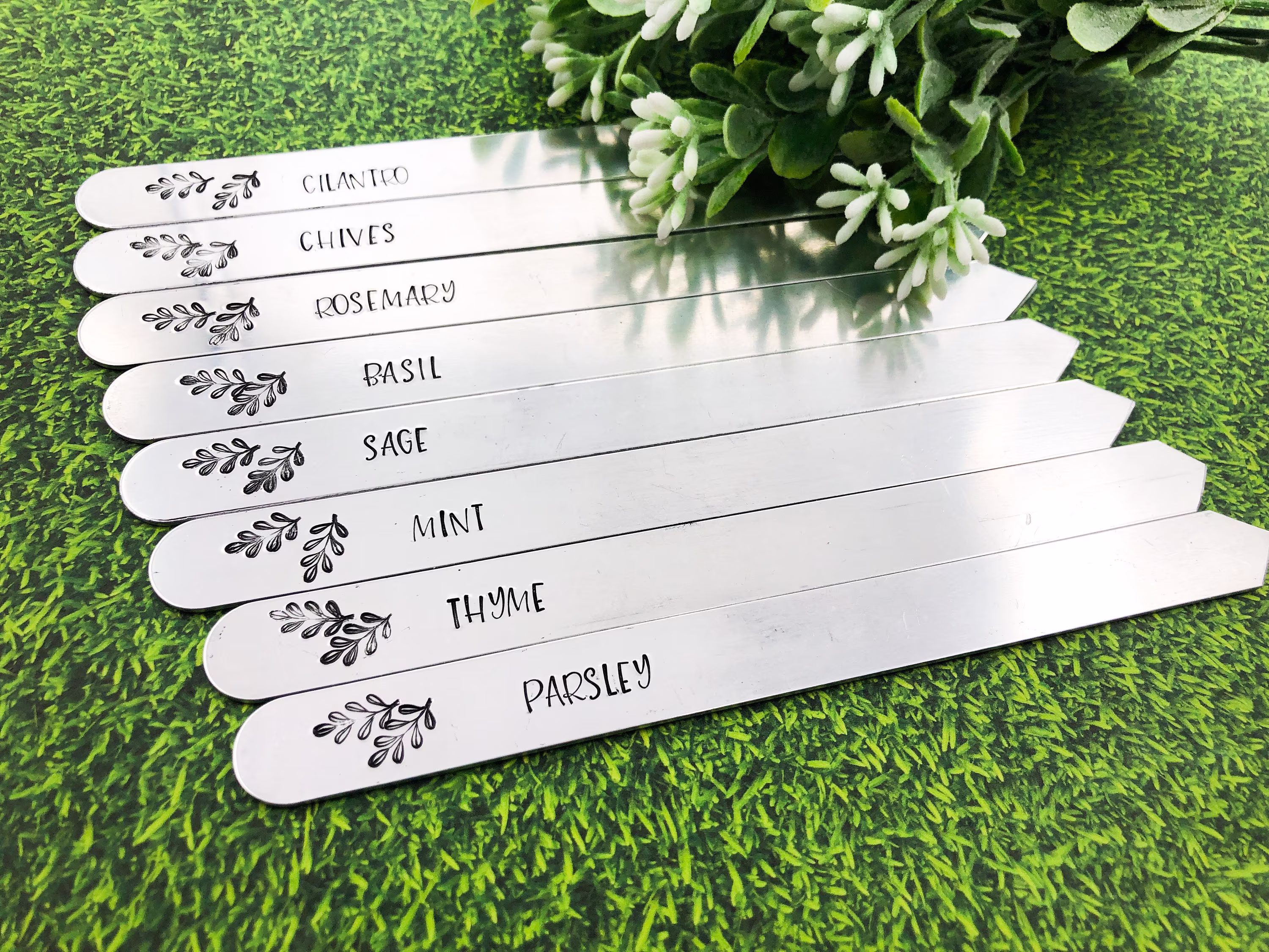 Vegetable Garden Markers, Custom Herb Stakes, Hand Stamped Aluminum Flower Garden, Gardener Or Gardening Club Gift