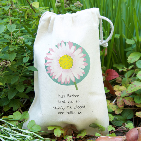Flower Bloom Personalised Teacher Gift Bag With Seeds