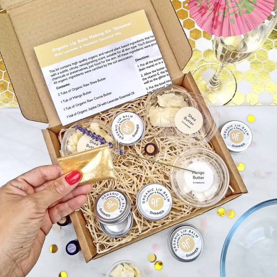 Sparkly Organic And Vegan Lip Balm Making Kit Party Box
