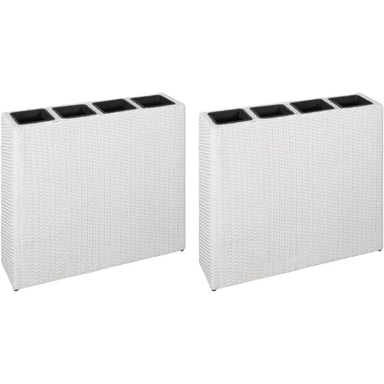 Devenirriche - Garden Raised Bed with 4 Pots 2 pcs Poly Rattan White(2x45427) - White