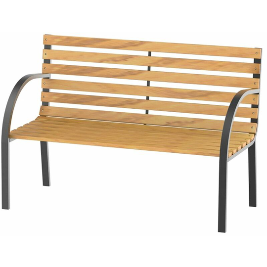 Emilia - 2 seater garden bench in powder-coated steel and natural wood. Modern style outdoor bench 122x60x80h cm
