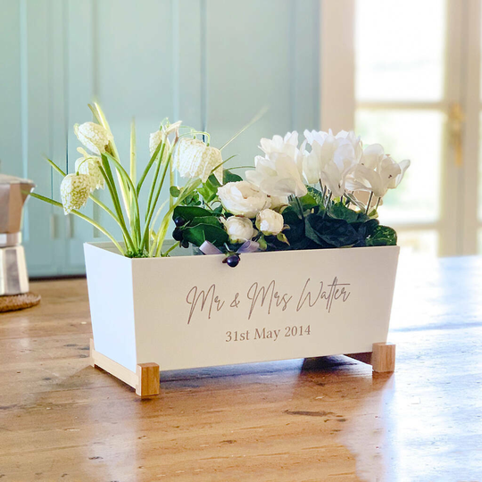 Personalised Anniversary Planter, Baby Blue/Blue/Grey