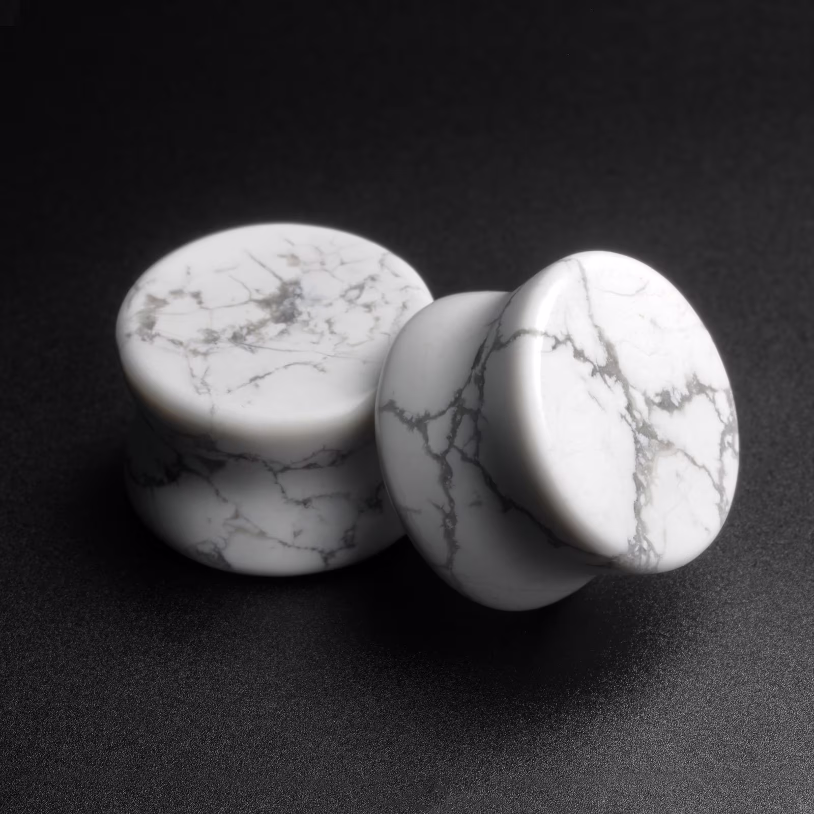 Howlite Double Flare Stone Plug | Organic Ear Stretcher Gauges Sizes 6mm | 2G - 25mm | 1