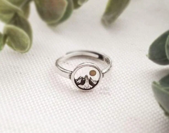 S925 Mountain Mustard Seed Ring | Handmade Faith Jewelry Minimalist Matthew 1720 Biblical Believer Gift