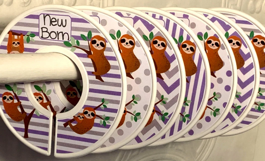 Baby Closet Dividers Girl Sloths Lavender Grey Nursery Bedding Shower New Gift Clothes Organizers