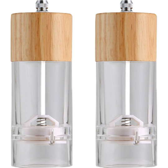 Fvbjd - Premium Acrylic Salt and Pepper Grinder Set, Manual Salt and Pepper Mills- Wooden Shakers 5 inches (color box)