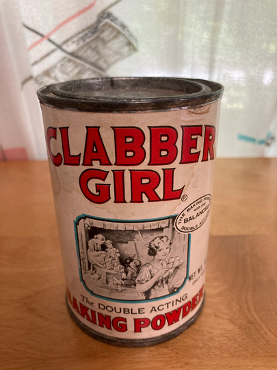 Vintage Clabber Girl Baking Powder Tin Originally 18Cents With Biscuit Recipe