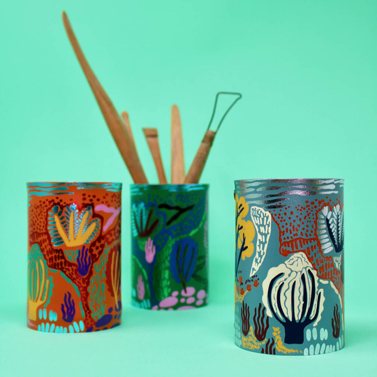 Heritage Blue Or Green Leather Tin Can Wrap