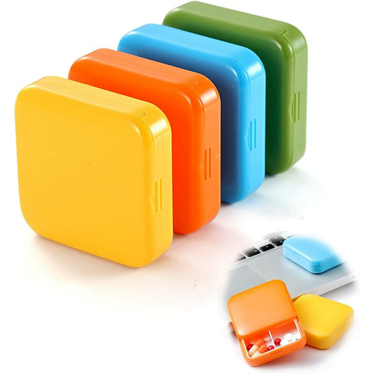 Perle Rare - Set of 4, Small Pill Box with 2 Compartments, Portable Pill Box, Portable Storage Pill Box, Pocket Pill Box, Medicine Dispenser
