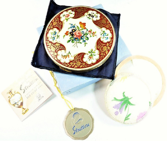 Unused Boxed Vintage Stratton Powder Compact Something Old Gift 1950S Enamel Mirror