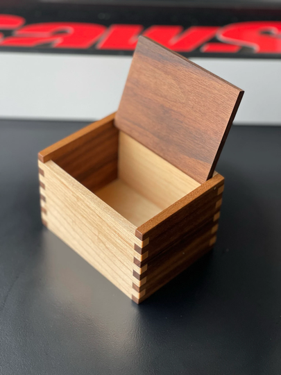 Wood Salt Cellar - Box Pig Keepsake Walnut & Maple Hardwood