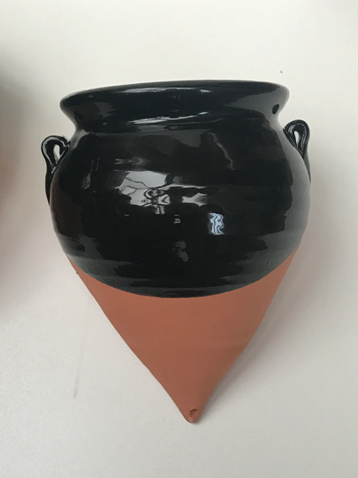Genuine Spanish Hand Dipped Selena Flat Back Terracotta Wall Pot. Planter Choice Of Colours Red, Green, Blue, Black Or Ochre Yellow
