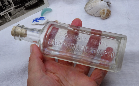 Antique Califig Bottle. California Fig Syrup Co Clear Glass Bottle 1900. Victorian, Edwardian Collectible Bottle, Laxative Cure, Medicine