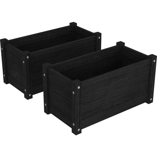 Vidaxl - Garden Planters 2 pcs Black 60x31x31 cm Solid Pinewood Black