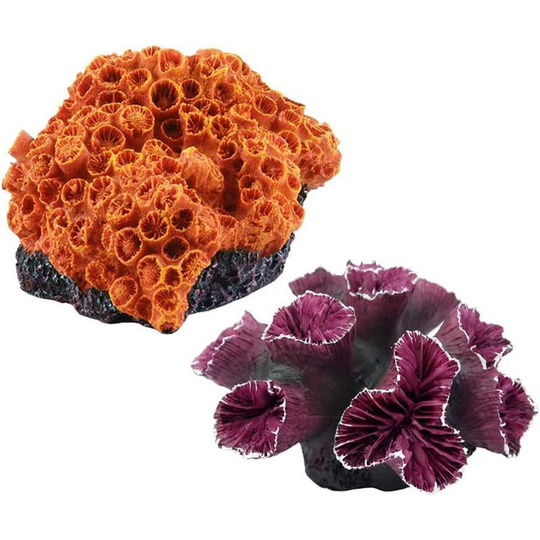 Briday - 2 Pack Polyresin Coral Ornaments, Aquarium Coral Decor for Fish Tank Aquarium Decoration Suitable for Fresh Water and Salt Water