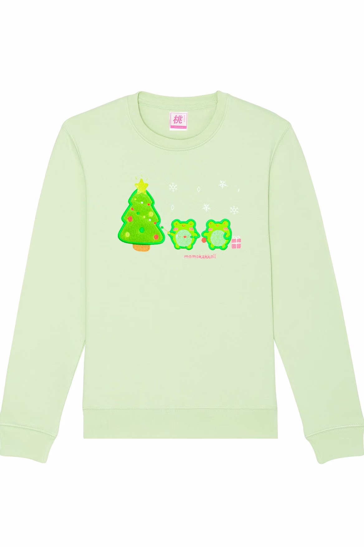 Organic Cotton Festive Froggies Embroidered Sweatshirt Unisex Adorable Christmas Jumper Kawaii Cottagecore Pastel Aesthetic By Momokakkoii