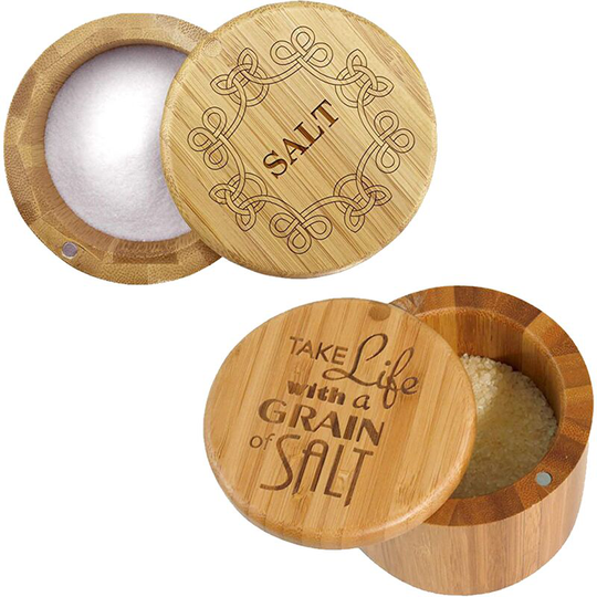 Salt Container With Lid, Salt Shaker, Cumin and Pepper Bowl with Magnetic Swivel Lid(2 pcs) life + pattern