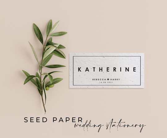 Plantable Seed Paper Eco-Friendly Sustainable Biodegradable Wedding Party Placecard Place Name - Square