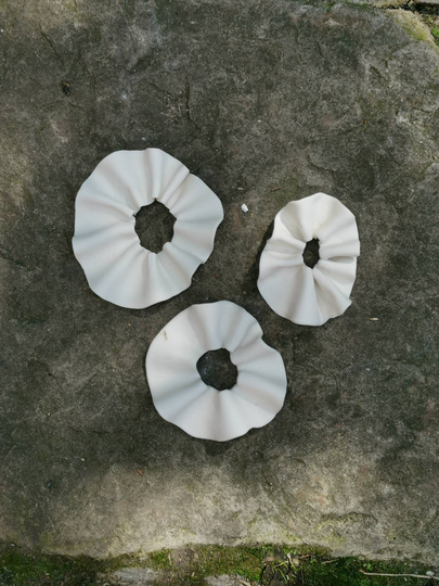 Handmade Organic Wall Sculpture in White Ceramic Porcelain, Abstract Flower Art