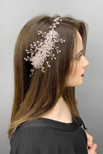 Powder Deren Bridal Crown & Hair Accessory Bride, Wedding, Accessory, Beaded Ceremony, Buckle, Tape, Cry