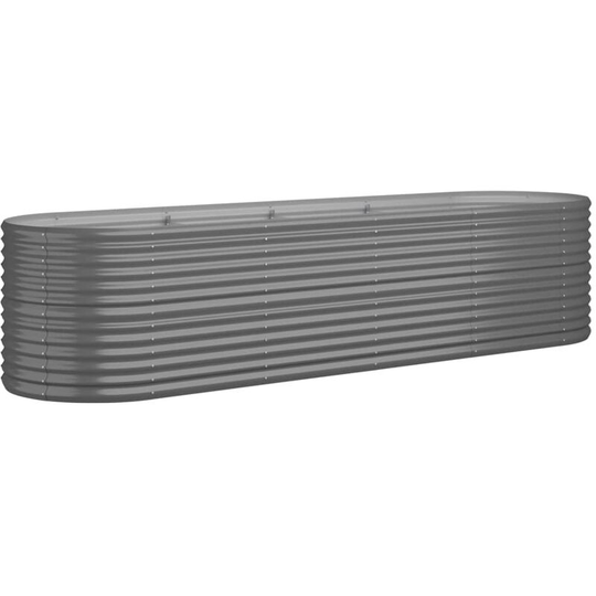 Garden Planter Powder-coated Steel 296x80x68 cm Grey vidaXL - Grey