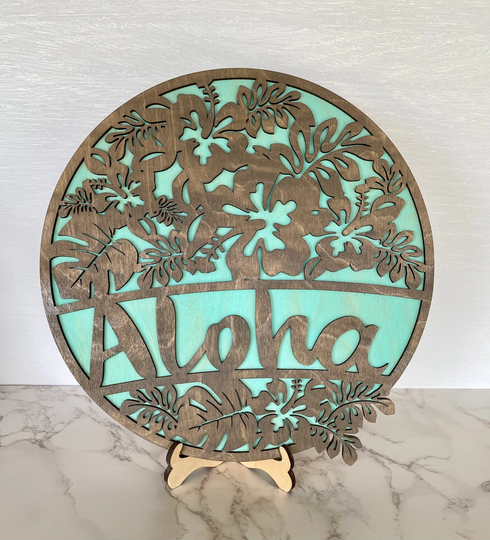 Aloha Wall Decor, Hibiscus Welcome Sign, Door Hawaiian Art, Wreath Center