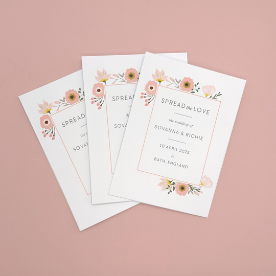 Seed Packet Wedding Favours, Seeds Included, Spread The Love Blush Pink Floral, Bridal Shower Favors, Rustic Wedding, Botanical