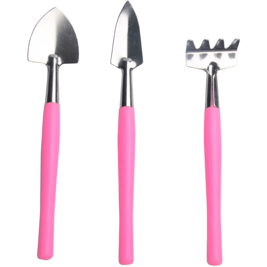 Gardening Tools, Mini Gardening Kit, 3 Piece Pet Rake, Garden Plant Tool Set Pink - Muff