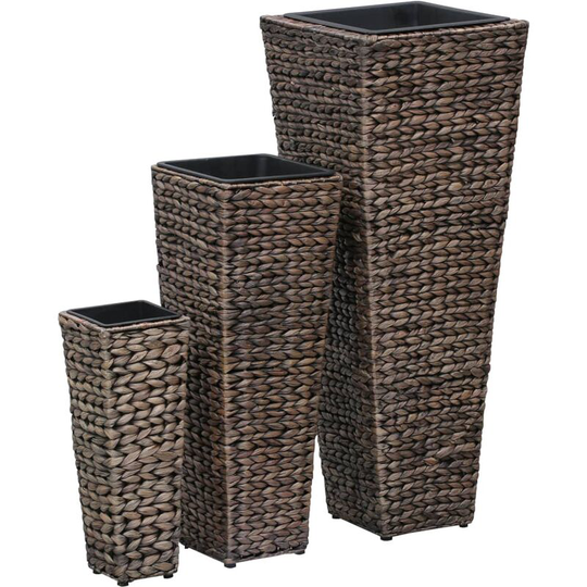 Garden Raised Beds 3 pcs Water Hyacinth Dark Brown vidaXL - Brown