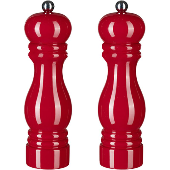 Salt and Pepper Grinder Set,Manual Pepper Mills with Adjustable Coarseness, Refillable Spice Grinders 7 inch red
