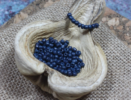 8/0 Bake Painted Oxford Blue Seed Bead Irregular | 10G | B0017, Blue Seed Bead, Irregular Form Bead