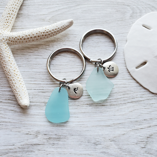 Sea Glass Keychain, Ocean Custom Gift, Seaglass Key Chain, Beach Lover Coastal Gifts, Turtle, Wave Graduation