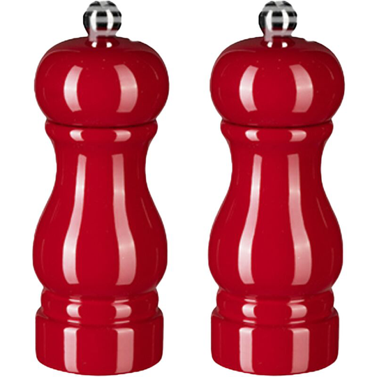 Fvbjd - Salt and Pepper Grinder Set,Manual Pepper Mills with Adjustable Coarseness, Refillable Spice Grinders 5 inch red