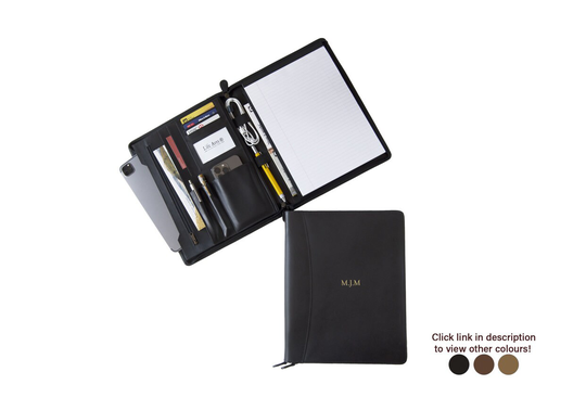 Envoy Handmade Leather Padfolio A4 Black, Portfolio Folder Organizer | 33cm X 26cm 2cm Can Be Personalised
