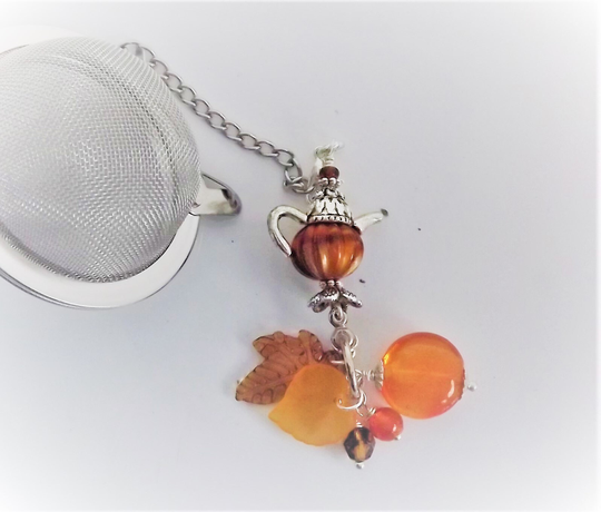 Autumn, Pumpkin Tea Cup Charm, Autumn Teapot Ball Planner Notebook Handbag Charm