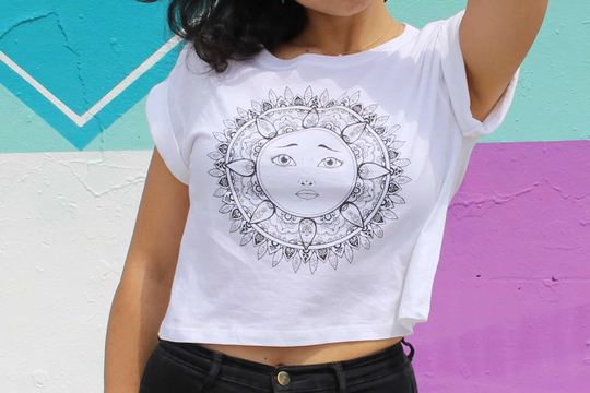 Mandala Face Summer Crop Top Organic Cotton, Festival Top, Tumblr Clothing, Ethical Tattoo