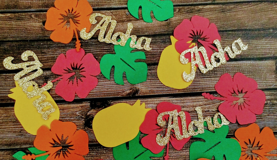 Tropical Confetti, Luau Conetti, Custom Handmade Party Supplies, Supplies, Luau Party
