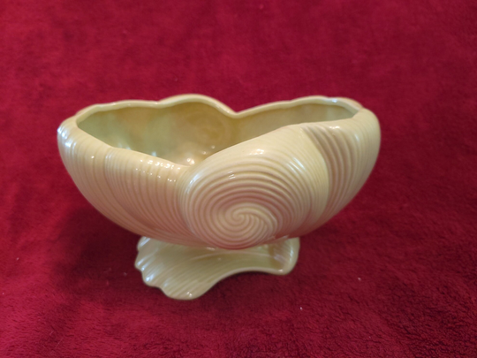 Vintage Pale Green Seashell Planter Bowl