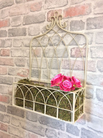Medium Antique French Vintage Style Metal Garden Wall Planter Hanging Basket Pot Holder