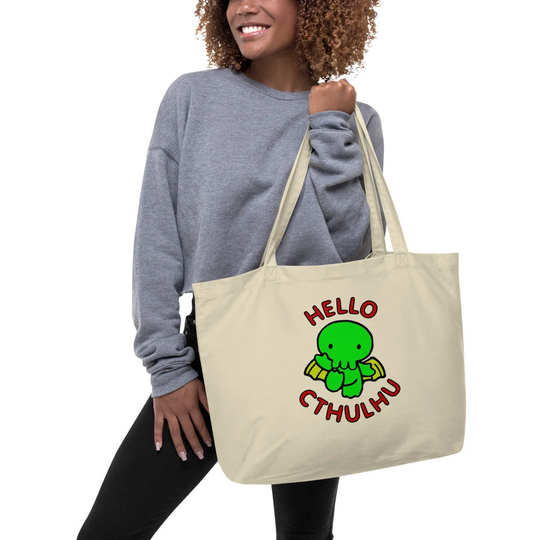 Large Organic Tote Bag | Hello Cthulhu