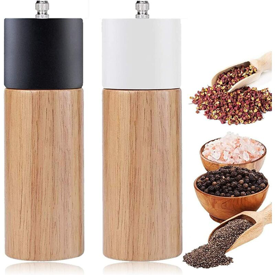Pepper Mill and Manual Salt with Adjustable Ceramic Grinders - Pepper & Salt Salt, Salt and Peppers - Gros and End Grinding.