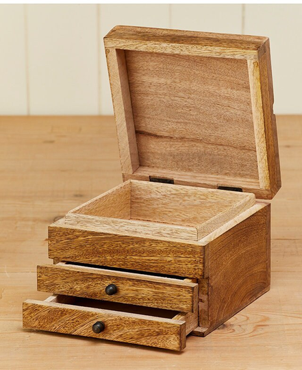 Aztec Design Carved Jewellery Box