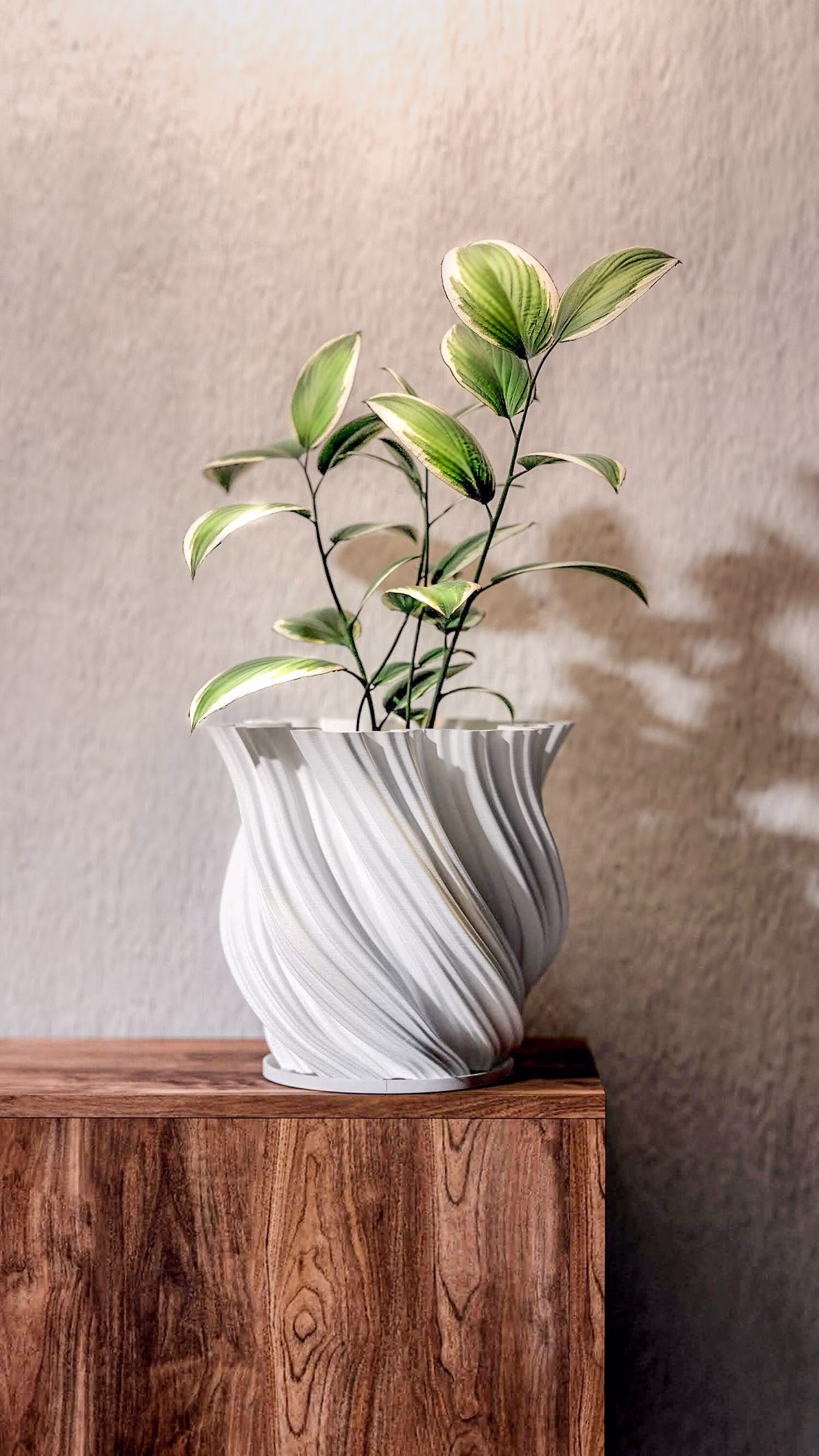 Planter Pot With Drainage, Fractal For Succulents, Flowers & Small Plants | Plants Not Included White