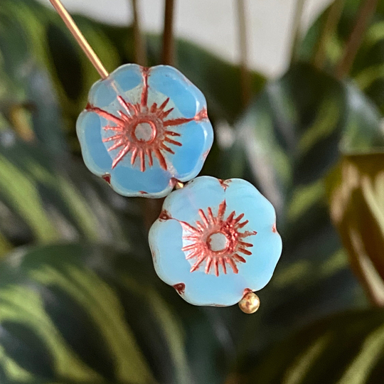 Hibiscus Flower Beads - Hawaiian Glass Czech Glass Flower