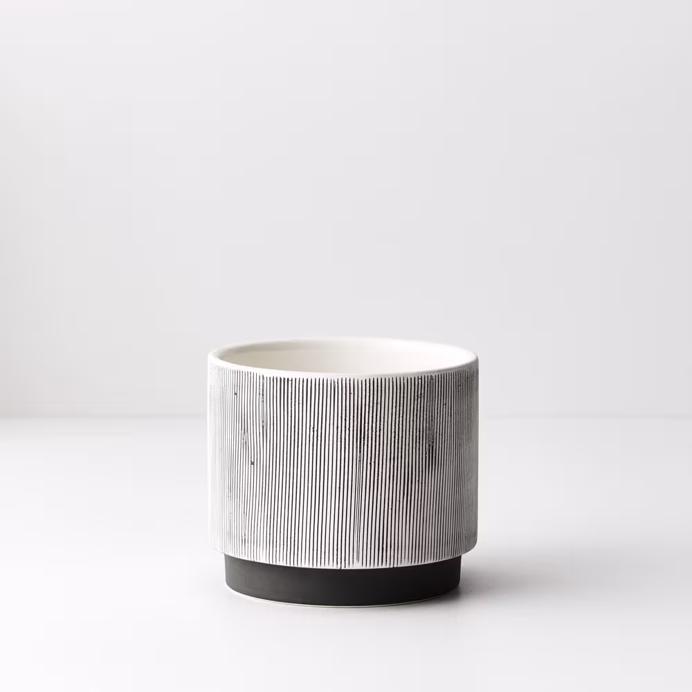 Trendy Plant Pot | Planter Indoor Ceramic Handmade Succulent Black & White Pots For