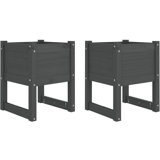 Planters 2 pcs Grey 40x40x52.5 cm Solid Wood Pine Vidaxl Grey