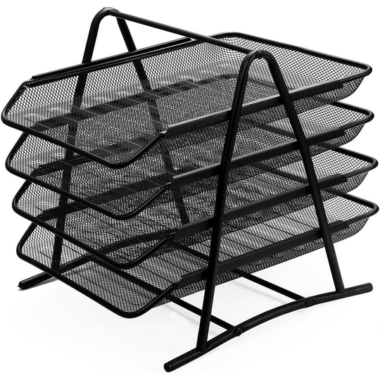 FVO - Zuvo 4-Tier Mesh Desk Organizer Letter Tray Organizer Office Document Organizer Paper File Storage Mesh Filler Collection for Home and Office