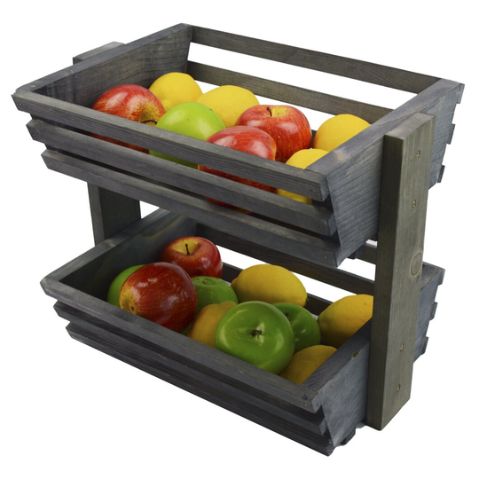2 Tier Wooden Vegetable Fruit Food Storage Rack