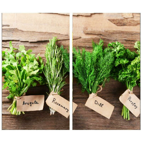 Set of 2 Glass Chopping Cutting Board Induction Ceramic Hob Cover Worktop Saver (Herbs)